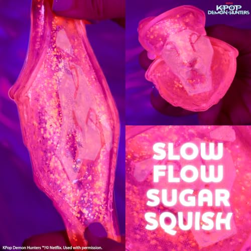 Image of Netflix Kpop Demon Hunters Saja Boys Pink Gelli Gels - Slow-Flow Glitter Squishy Sensory Toy, Sugar Squish Stress Fidget for Kids & Teens