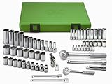 SK Tools USA 1/4' & 3/8' Drive, 62 Piece, 6 Point, Standard & Deep, Metric Chrome Socket Set | 94562