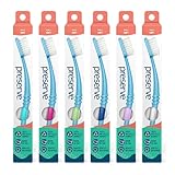 Preserve Toothbrushes with Travel Case, Soft Bristles, (Pack of 6)