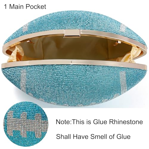 Image of Women Rhinestone Football Shaped Handbag Chain Crossbody Shoulder Bag Football Purse | Rugby, Unique, Novelty, Football