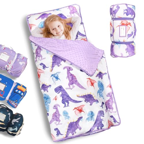 Primlect Thick Toddler Nap Mat with Removable Pillow and Minky Blanket, 45