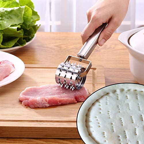 Pizza Docker Fleischklopfer Werkzeuge Fleischklopfer mit Ergonomischem Griff Fleischklopfer Edelstahl Spülmaschinenfest für Steak Schweinekoteletts Lammkoteletts Hühnchen Rindfleisch und Pizzateig