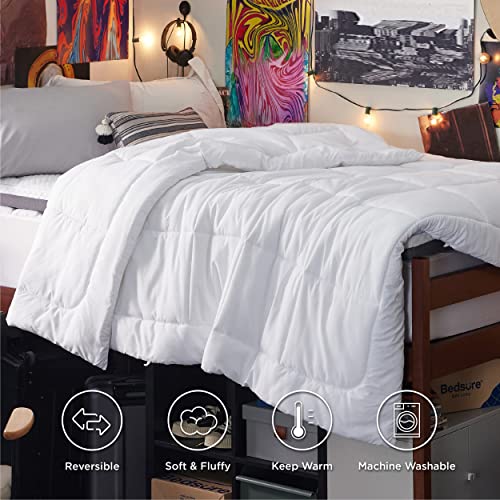 Image of Bedsure Comforter Duvet Insert - Quilted Comforters Twin XL Size, All Season Duvet, GentleSoft Down Alternative Bedding, with 8 Tabs, Gifts for Women /Men, White, Twin XL 92 x 68 Inches