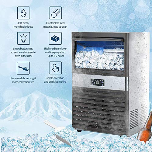 Kommerzieller Eismaschinenhersteller - 110LBS / 24H Edelstahl freistehender Eismaschinenhersteller Luftkühlungs… – Bild 3