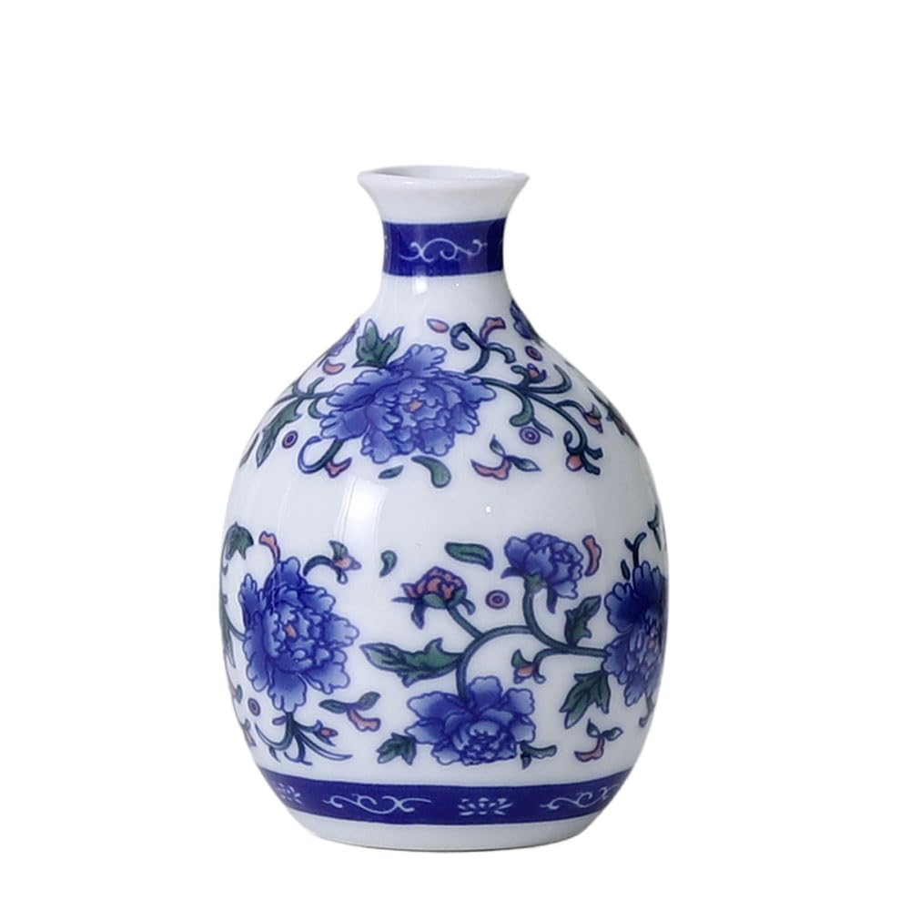 asdchZen Blue And White Porcelain Vase Chinoiserie Decor Mini Craft White Table Decor Ceramic Floral Arrangement Holders Hydroponics Flower Vase Ceramics Household,B