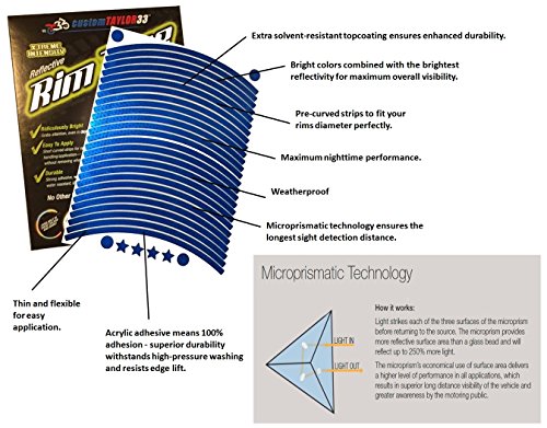 Customtaylor33 (All Vehicles Blue High Intensity Grade Reflective Copyrighted Safety Rim Tapes (Must Select Your Rim Size), 17" (Rim Size For Most Sportsbikes) #TOP2