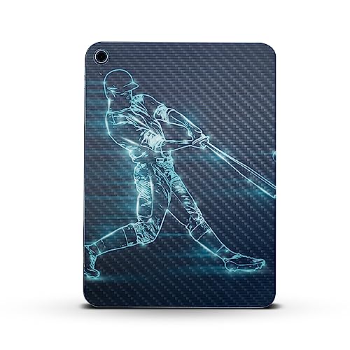 Image of MightySkins Carbon Fiber Skin Compatible with Apple iPad 10.9 inch 10th Gen (2022) Full Wrap Kit - Glow Baseball | Protective, Durable Textured Carbon Fiber Finish | Easy to Apply | Made in The USA