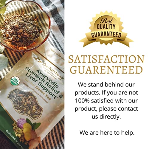 Delighteas Liver Detox Tea | Stomach Relief & Liver Cleansing | Ayurvedic Loose Leaf Milk Thistle, Fennel, Ginger Tea For Digestion | Usda Organic, Vegan, Caffeine Free, Sugar Free | 50 Servings, 5Oz #TOP6