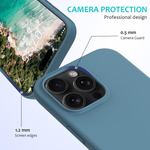 Image of FIRST MART Silicone Back Case for iPhone 16 Pro, Soft-Touch Phone Back Cover for Apple iPhone 16 Pro - Grey Blue