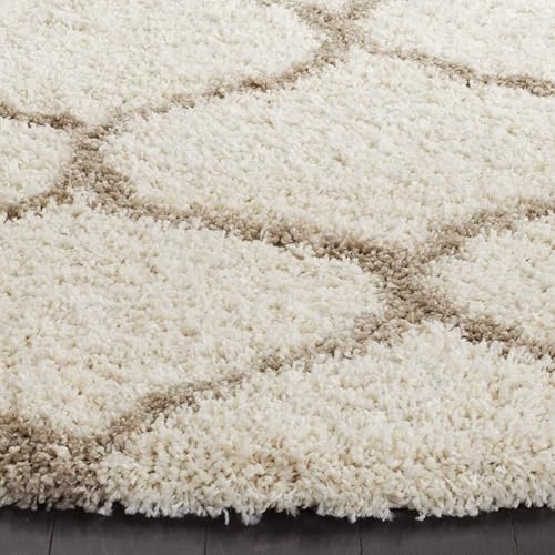 Image of Plush Shag Area Rug for Living Room, 244 cm x 305 cm, Brown (Ivory MANDIR, 5X5 FEET)