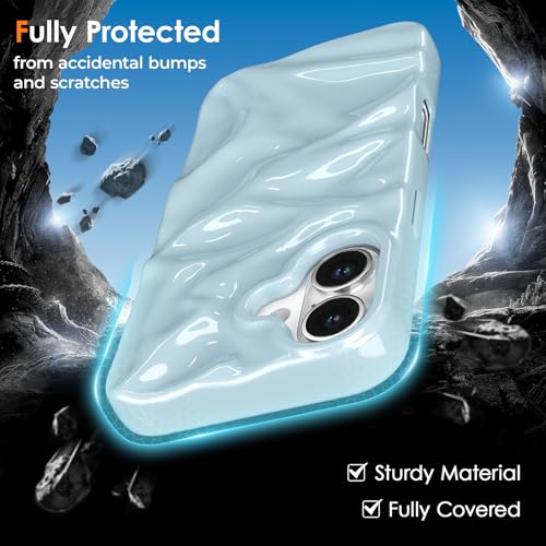 Coque de téléphone brillante avec effet ondulation d'eau pour iPhone 17