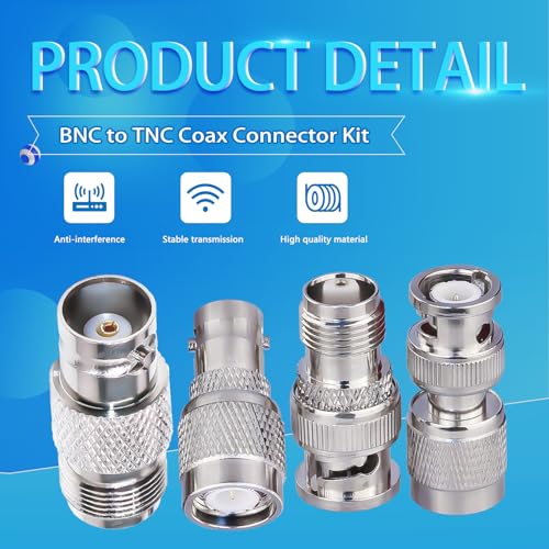 Set 4 adaptadores coaxiales TNC a BNC macho-hembra miniatura 3
