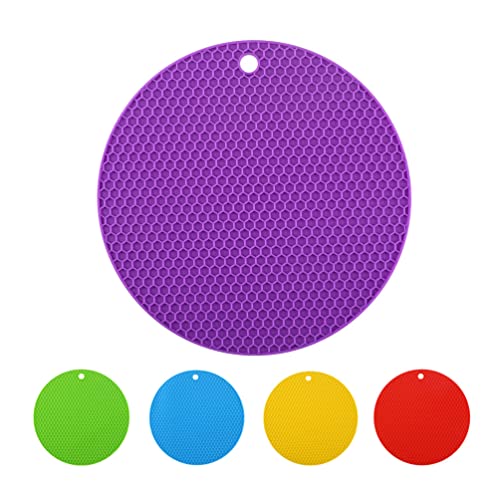 5 Pezzi 18 Cm Tondo Sottopentola in Silicone Stuoie in Silicone per Pentole Sottopentola da Appoggio Sottopentola Tovagliette Resistenti al Calore, Rivestimento in Silicone per Friggitrice Ad Aria