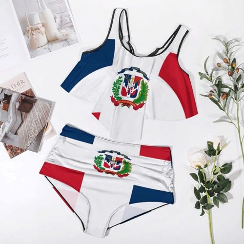 Women Bikini Set 2 Piece High Waisted Tankini Bathing Suits, Plus Size Flounce Swimsuit Tummy Control Swimwear3