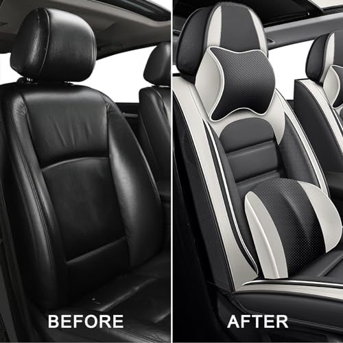 Image of Deluxe Front Covers for Volkswagen Golf SportWagen 2015-2019, Gray-White