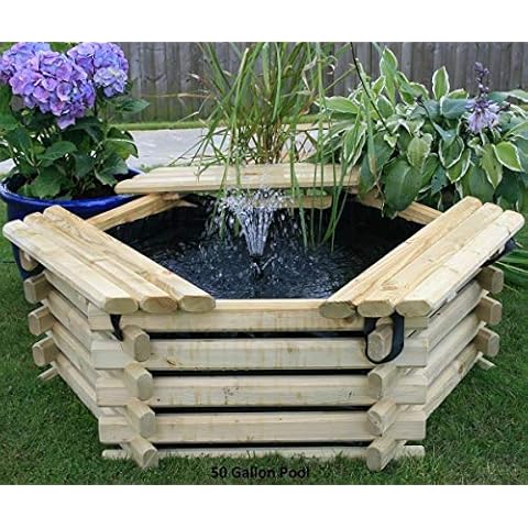 New Garden Pool 50 Gallon with Liner Fish Pond Tank Outdoor Water Feature Cover