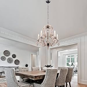 Wood farmhouse chandelier french country wooden chandelier 5 light candle style empire chandelier with wood accents antique pendant light fixture for living roomweathered wood  urban country home decor