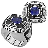 Algasan Championship Ring Custom Text and Color - Football, baseball, softball, soccer, basketball, esports, fantasy sports, hockey tournament or League Champion Winner (9, blue)