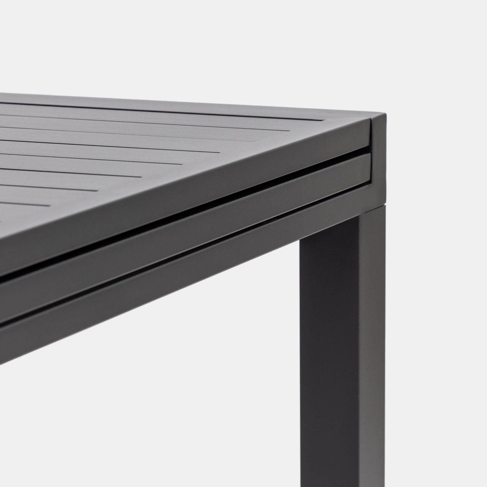 Totò Piccinni Tavolo VULCANO Allungabile in alluminio quadrato 90/180x90x75h ideale per giardino con piano a doghe dal design moderno (Antracite, Tavolo 90/180x90x75)