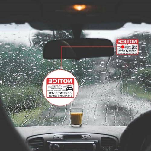 Image of Bittwee 6PCS Car Camera Audio Video Recording Window Vinyl Stickers, Waterproof Sun-Proof Vehicle Video Recorder Decals, Double Sided Auto Camera Recording Label, Universal for Most Cars