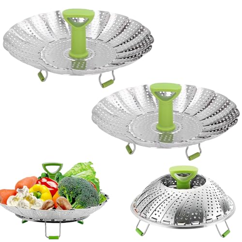 Opiniones de Vaporeras los 5 mejores. 45 AEIFULU 2 Piezas Vaporera Verduras, Vaporera Acero Inoxidable Ajustable, Con Patas Plegables y Columna Central Extraíble, Para Cocinar Alimentos y Cocinar Verduras al Vapor,...