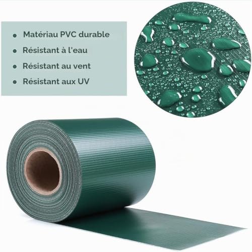 Toilinux.com Brise-Vue en PVC Vert 70 m x 19 cm – Occultant Clôture Jardin 450 g/m² – Pare-Soleil & Coupe-Vent – 70 Clips de Fixation Inclus – Grande Longueur pour Grillage Terrasse Balcon – vue 6