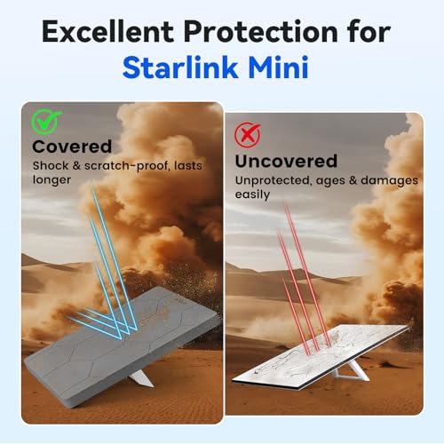 Image of Starlink Mini Protective Cover Case, Hailproof Liquid Silicone Protective Case for Starlink Mini Dish, Starlink Minis Accessories Waterproof Shockproof Portable for Outdoor Camping, Grey