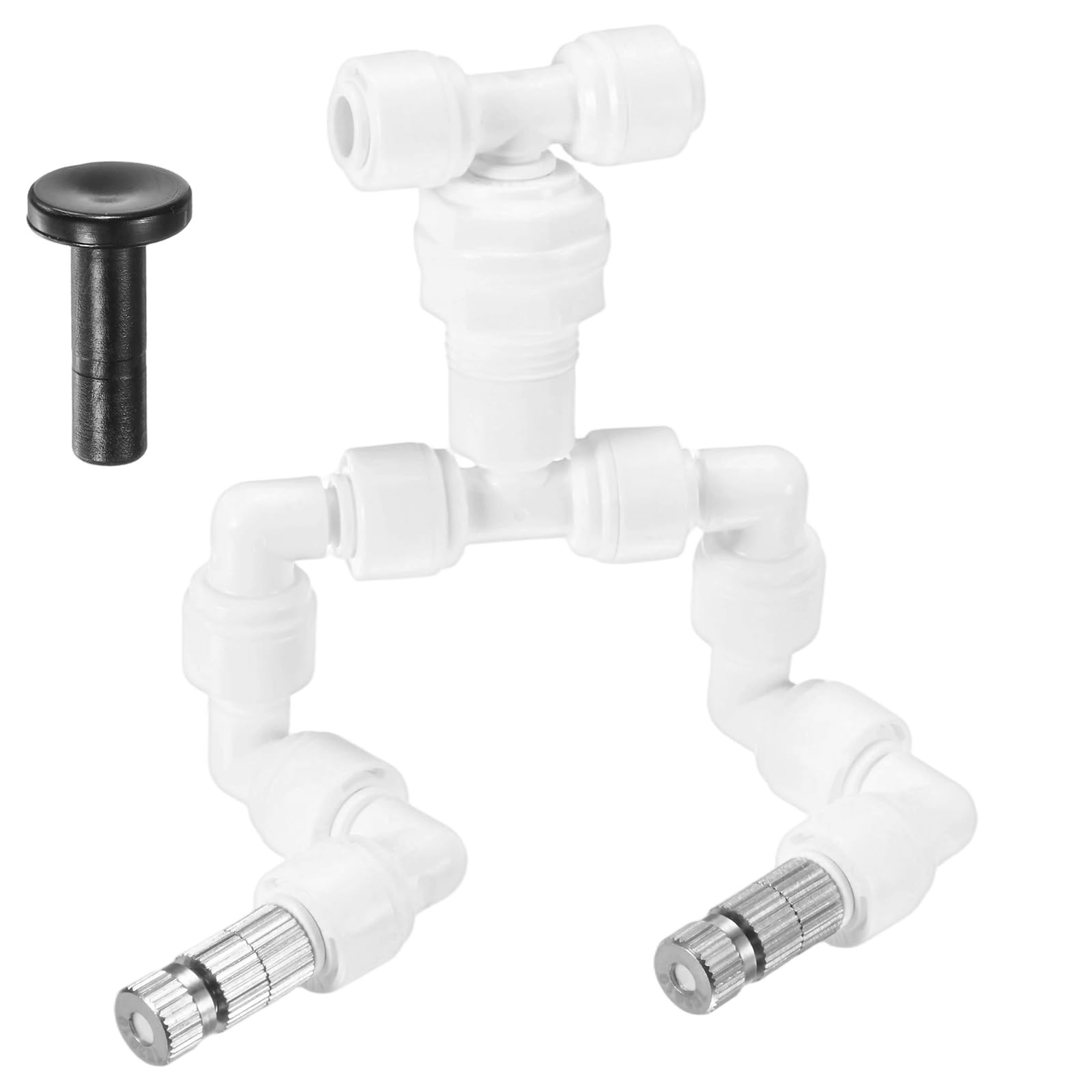 M METERXITY Double Reptile Mister Nozzles, 0.2mm Pore Copper 1/4" Reptile Misting Spray Nozzle with Filter Plug for Terrarium/Paludarium, 360 Degree Adjustable Nozzle [White]