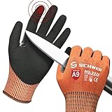 Schwer ProGuard Highest Level Cut Resistant Work Gloves PR3326 for Extreme Protection,ANSI A9 Cut Gloves with Reinforced Thumb, Non Slip, Breathable, Durable, Touch-screen, Non PFAS, Orange 1 Pair(L)