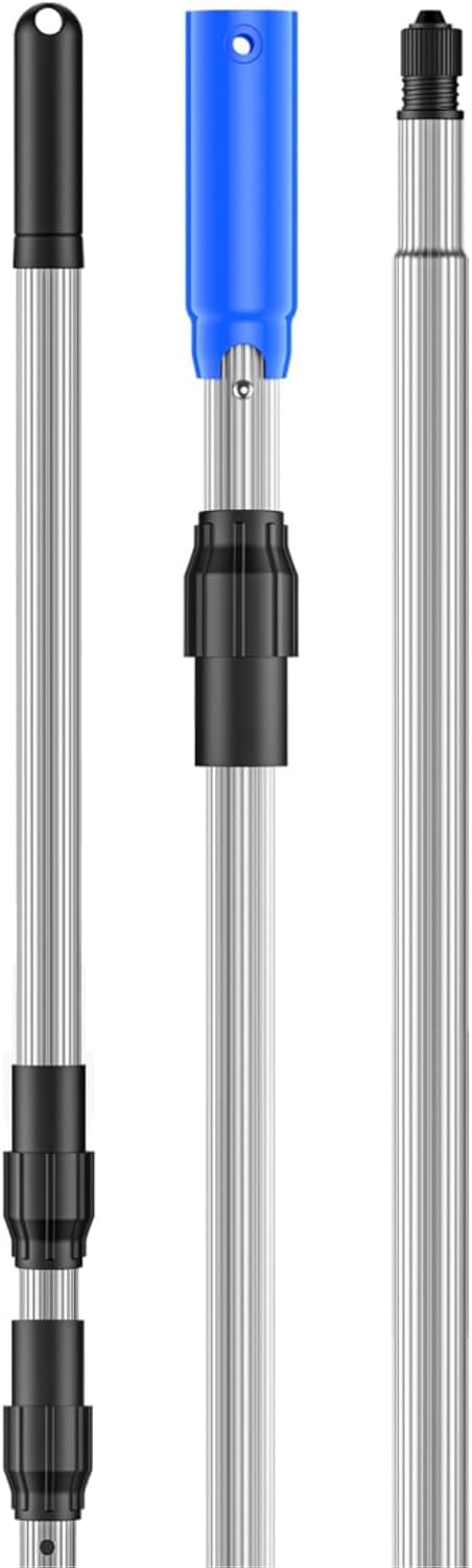 TOPDING & HZ Professional12.4 Foot Pool Pole Telescoping Swimming Pool Cleaning Poles,Adjustable Telescopic Pole for Skimmer Net,Brush,Vacuum Heads 12.4ft