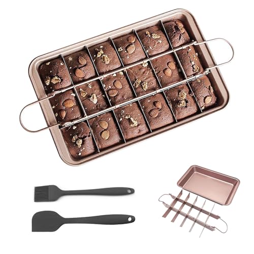 Eidoct 18-Slot Rectangular Carbon Steel Brownie Traybake900g Thickened Non-Stick Divided Brownie Tin for Baking/Precut Tray for Professional SlicesCarbon Steel