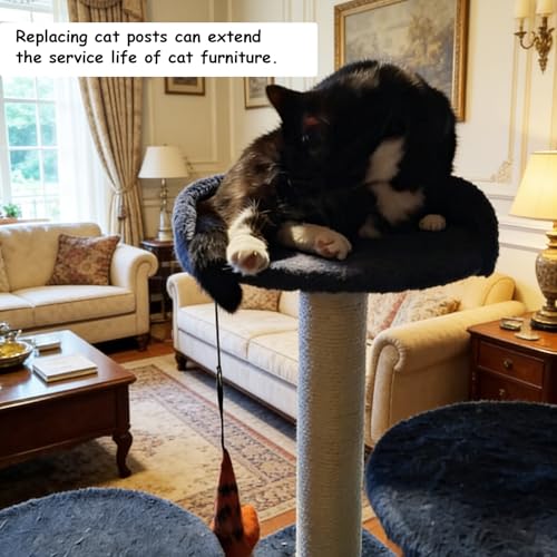 Image of M8 Cat Scratching Post Replacement,4PCS Cat Tree Replacement Post 15.7 in Natural Sisal Kitty Scratcher Refill Poles DIY Scratch Tower Repair Pole for Kittens Furniture Spare Parts