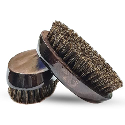 Foreign Holics Cepillo grande de cerdas de jabalí, mango de madera de nogal negro, ideal para barba gruesa