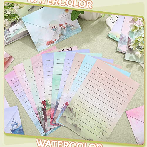 Image of TaoBary 160 Pcs Ink Painting Stationery Paper and Envelopes Set