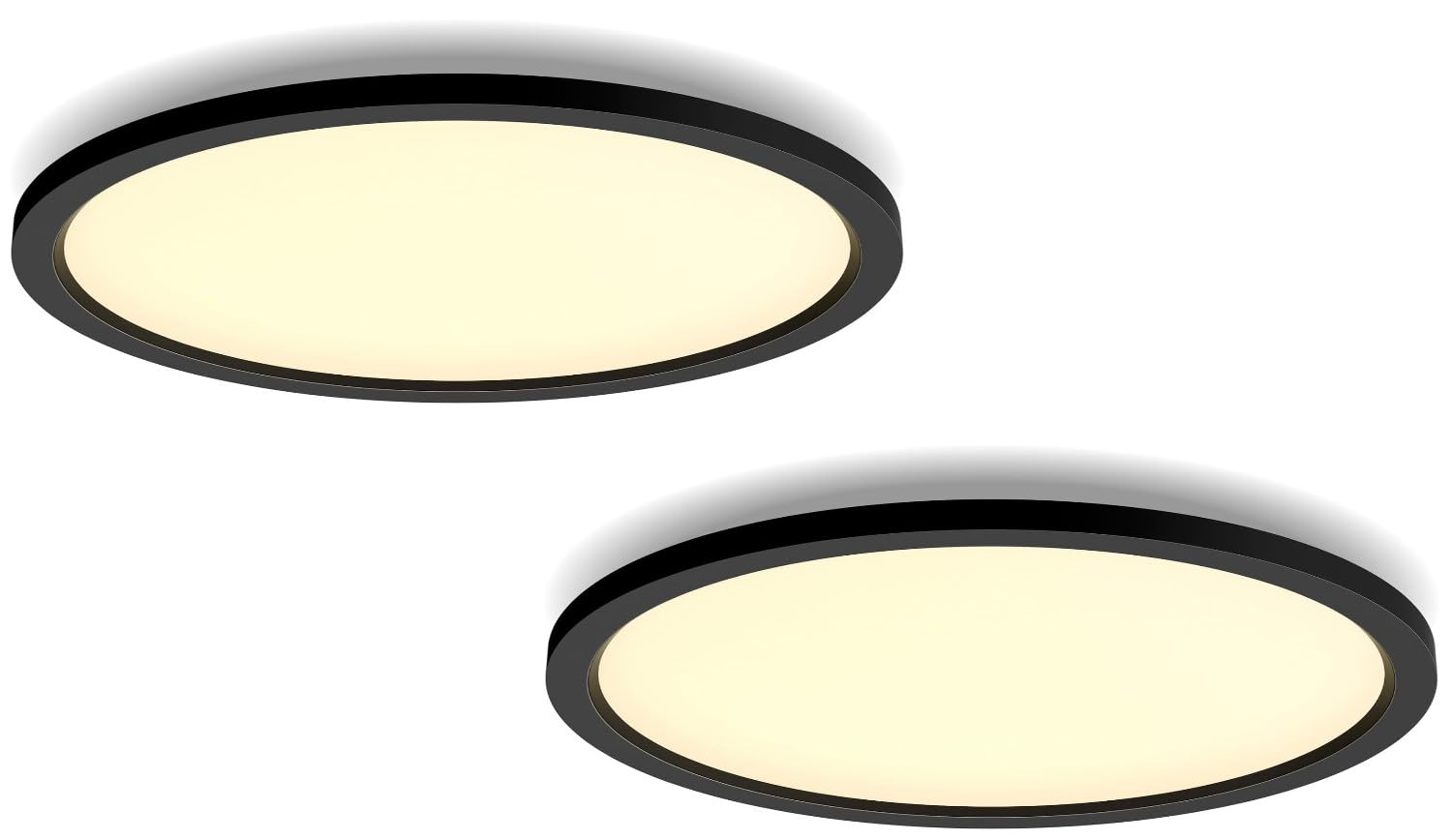 Elegantes 2er-Set runder LED-Panelleuchten in Schwarz 