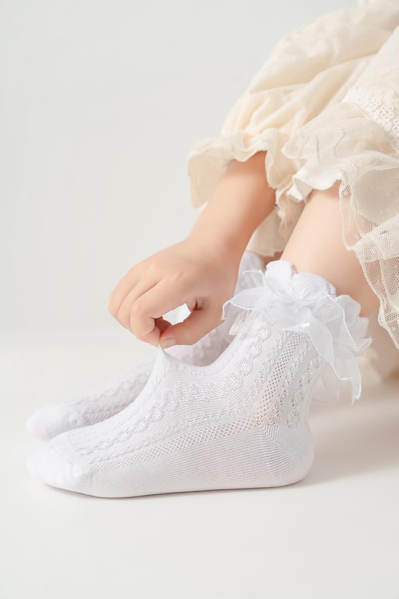 Kids Girls' Transparent Frilly Ruffle Crew Socks Little Girl Dance Dress Sock