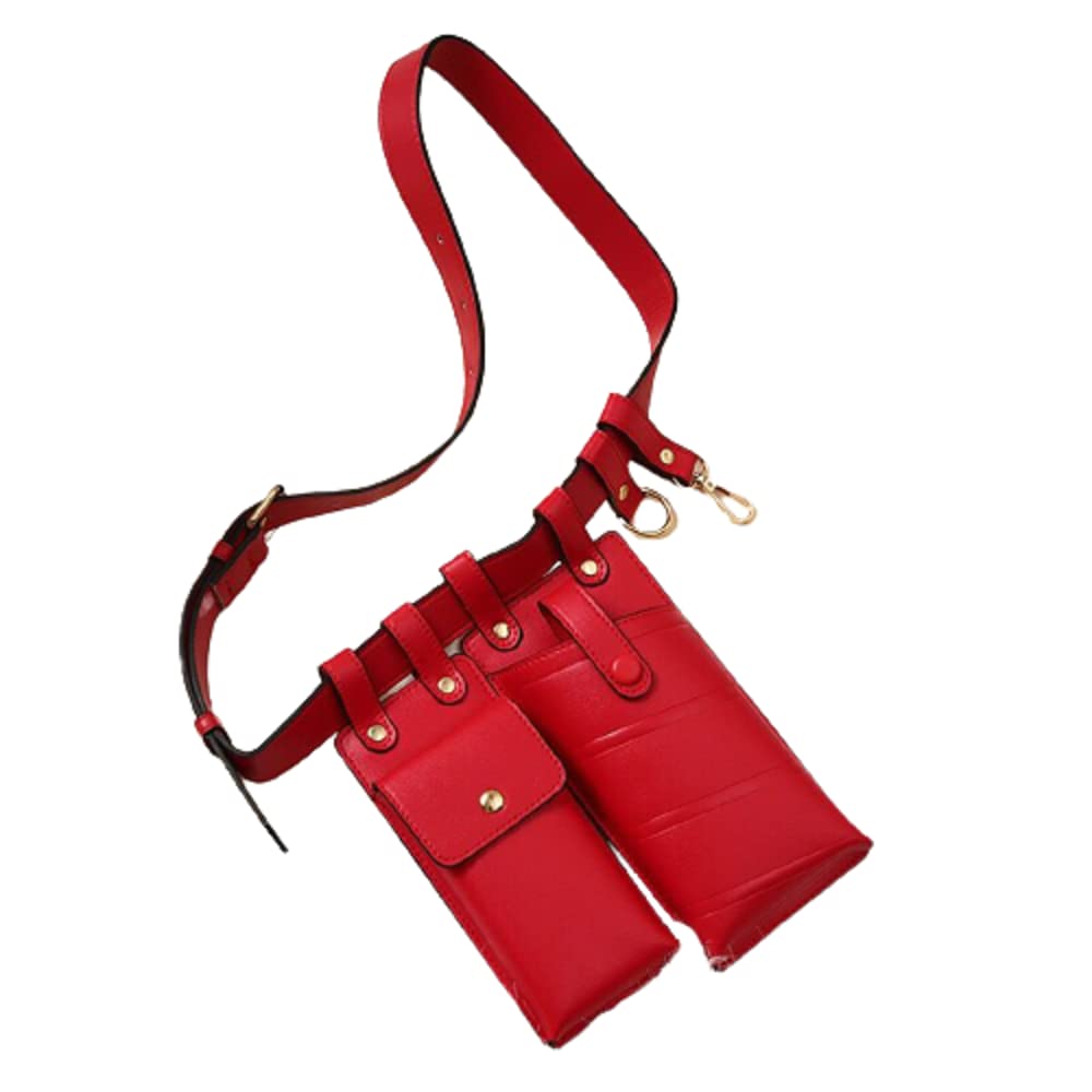REDHORNS PU Leather Waist Bag for Women Fashion Mini Travel Chest Belt Bag (Red)