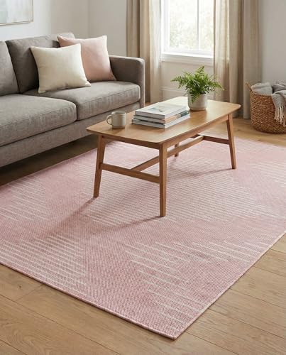 Tapete moderno para exterior 4'1 x 6'1 rosa miniatura 5