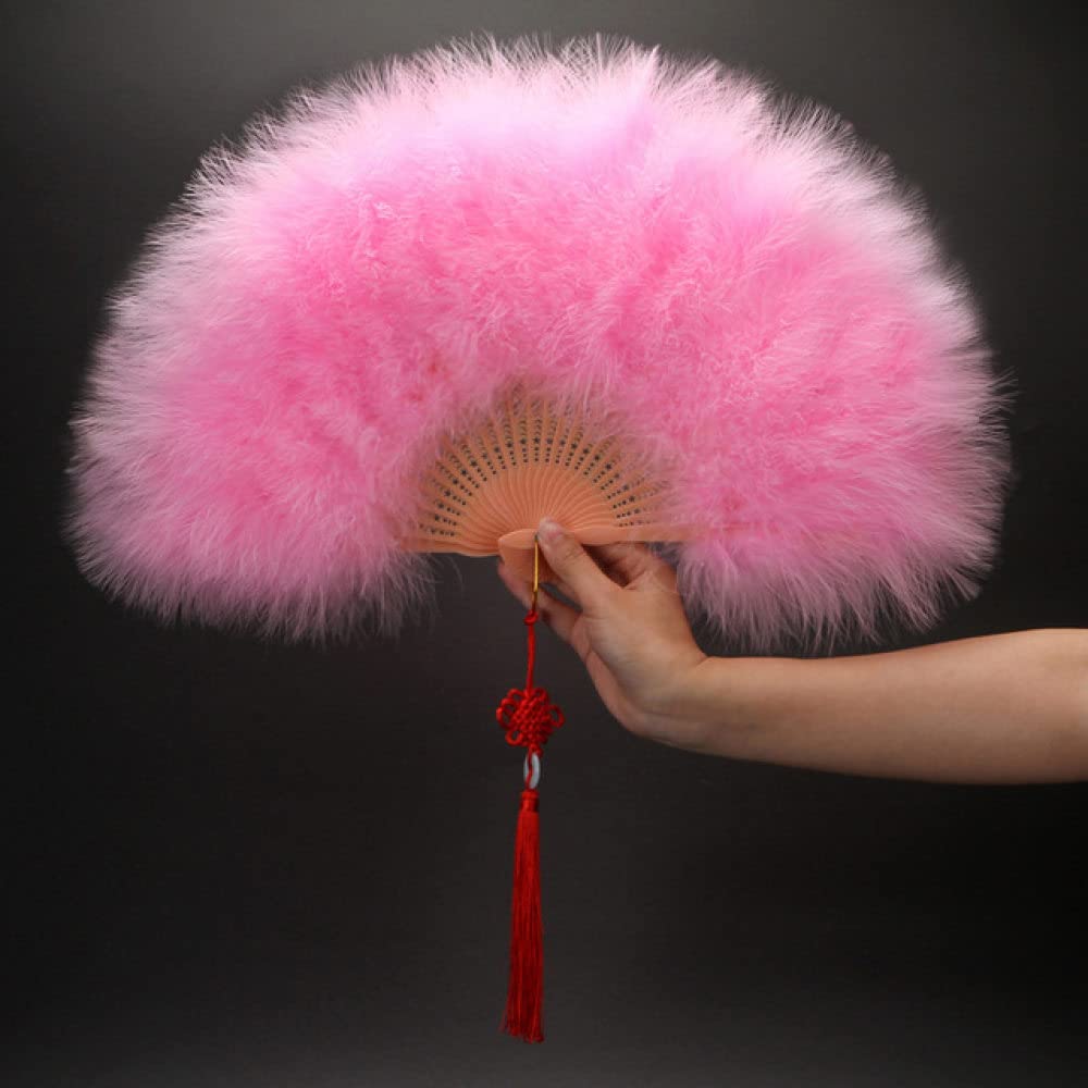Ventilateur pliant de haute qualité en velours et plumes Youther