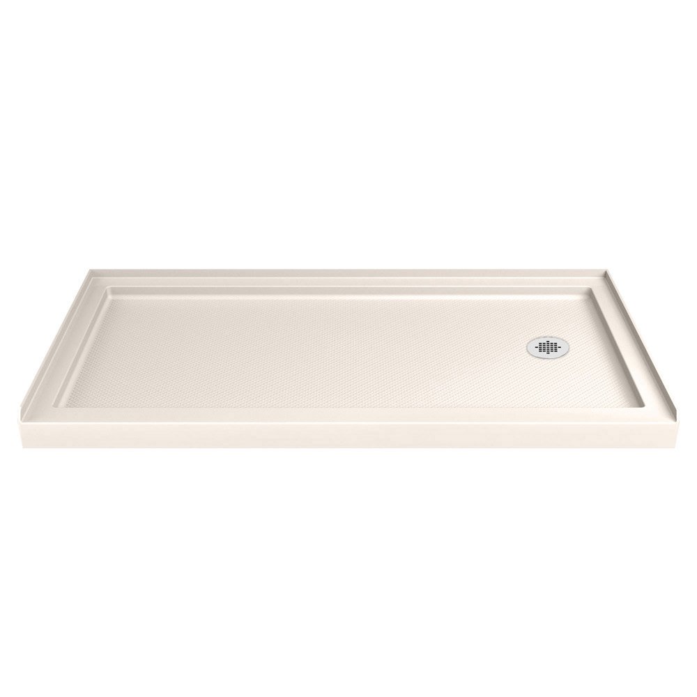 DreamLine SlimLine 32 in. D x 60 in. W x 2 3/4 in. H Right Drain Single Threshold Shower Base in Biscuit, DLT-1132602-22