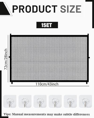 FUGLUS 1 Stück Treppenschutzgitter Ausziehbar,Tierschutzgitter,Türschutzgitter Ohne Bohren,Türgitter Hunde,Hundeschutzgitter, Hundetürgitter für Treppen,Flure,Küchen,Drinnen(110x72 cm)