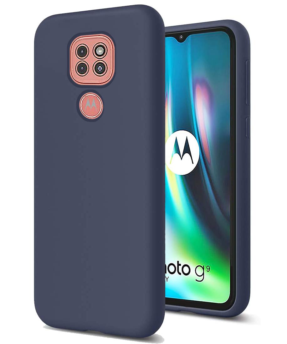XunEda Liquid Silicone Soft Case Compatible with Motorola Moto G9 Play,Full Body Protection Shockproof Cover Case Drop Protection Case for Moto G9 Play Phone Cover (Navy)