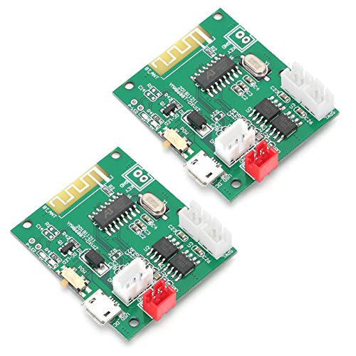 Jiawu Module d'ampli de Puissance, Carte d'amplificateur Stéréo Bluetooth 5.0 Double Canal 5W + 5W avec Kit de Haut-parleur Bricolage pour Bureau de Voiture à Domicile