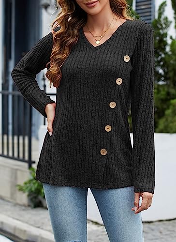Image of Dimur Sweaters for Women Trendy 2025 Long Sleeve Shirts Ligheweight Sweatshirt Loose Fit Tunic Tops