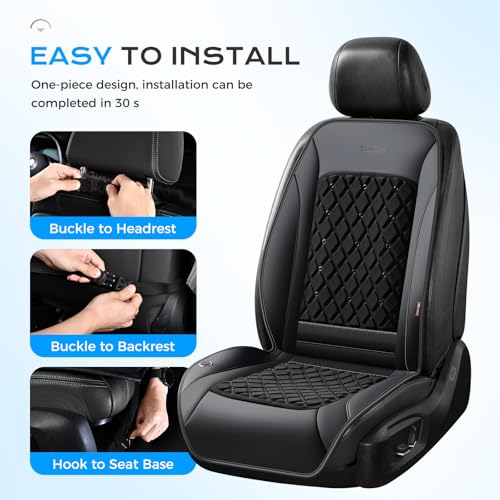 Image of Coverado 2026 Upgraded Air Flow Cooling Seat Cover, 12V-24V Breathable Ventilated Car Seat Cushion, Universal for Vehicle SUV Truck Van, Deep Black