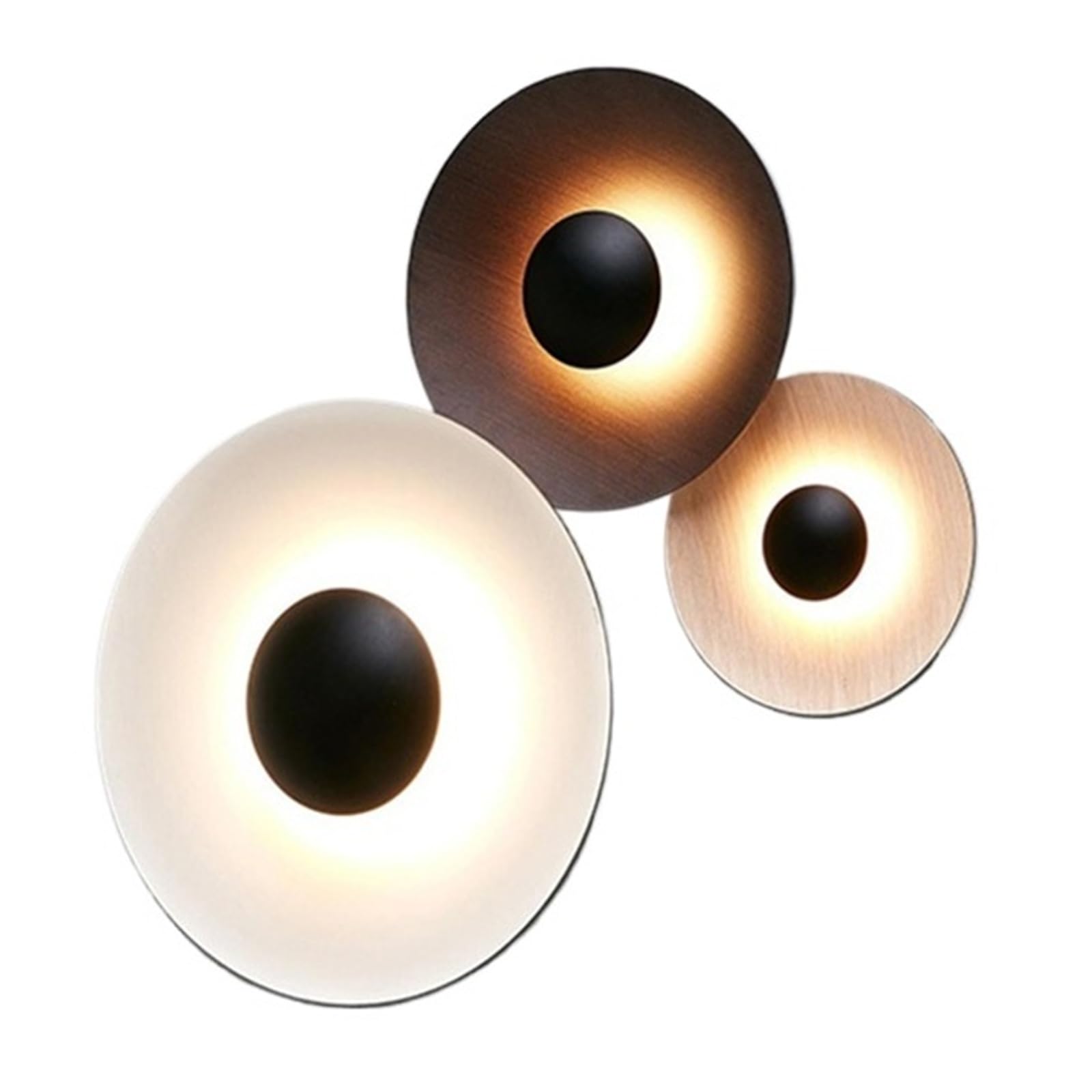 Kexcftg Warm White Nordic Wood Grain Round Led Wall Lamp Modern Creative Living Room Bedside Bedroom Light Staircase Aisle Corridor Sconces(,Light Wood Grain_dia 40Cm)