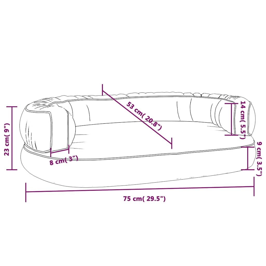 Hundebett Ergonomisch Schaumstoff Grau 75x53 cm Kunstleder - Komfortables Hundesofa für kleine und mittlere Hunde, pflegeleichtes Haustierbett rutschfest