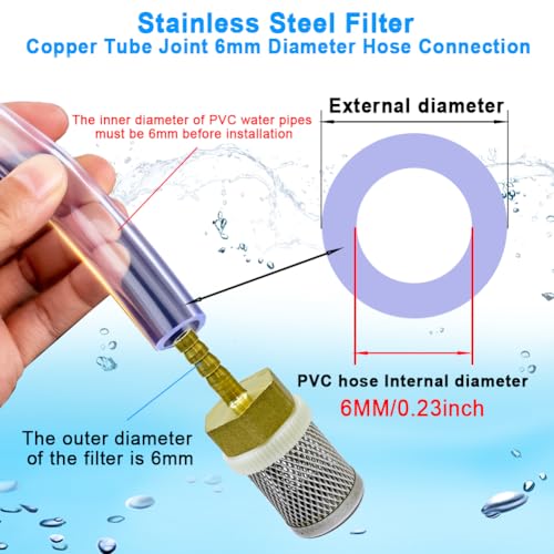 Image of Stainless steel filter copper tube joint 6mm diameter hose connection, garden, swimming pool, fish tank hose filter, Suction Strainers Used to Remove Debris and Reduce Solid Entry(6mm)