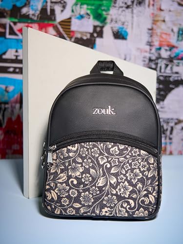 Image of ZOUK Dalila Mini Daypack | Stylish Small Backpack for Women | Compact | Bag for Girls | Daily College Use | Travel Day Pack | Vegan Leather | Handcrafted | Water-Resistant