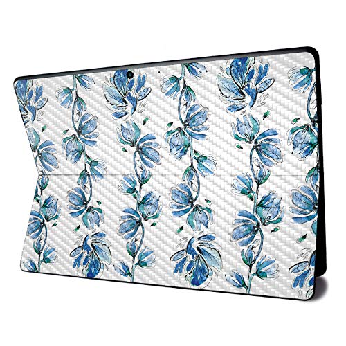 Image of MightySkins Carbon Fiber Skin for Microsoft Surface Pro X - Blue Vines | Textured Carbon Fiber Finish | Easy to Apply, Remove, and Change Styles | Made in The USA